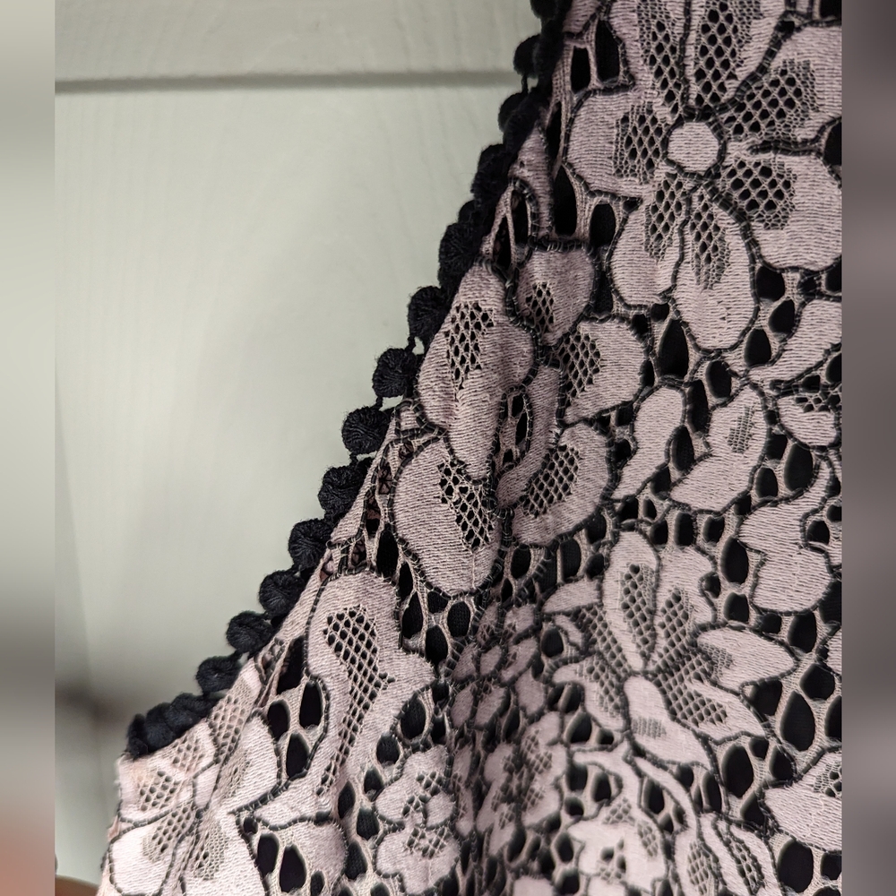 Altar'd State black Mini dress with pink lace overlay sleeveless size small - Picture 4 of 9
